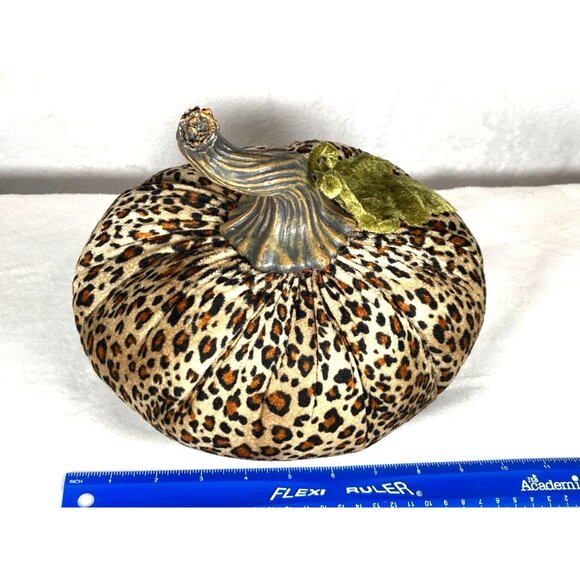 Leopard Print Pumpkin Decor Velvet Leaf Plastic Stem - Picture 11 of 12